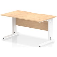 Impulse 1400mm Scalloped Edge Rectangular Desk, White Cable Managed Legs, Maple