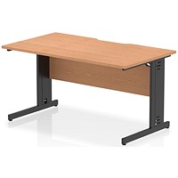 Impulse 1400mm Scalloped Edge Rectangular Desk, Black Cable Managed Legs, Oak