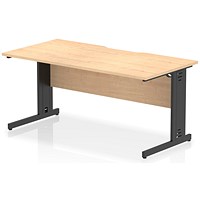 Impulse 1600mm Scalloped Edge Rectangular Desk, Black Cable Managed Legs, Maple