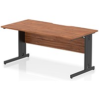 Impulse 1600mm Scalloped Edge Rectangular Desk, Black Cable Managed Legs, Walnut