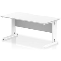 Impulse 1600mm Scalloped Edge Rectangular Desk, White Cable Managed Legs, White