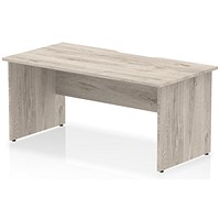 Impulse 1600mm Scalloped Edge Rectangular Desk, Panel End Legs, Grey Oak