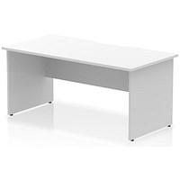 Impulse 1600mm Scalloped Edge Rectangular Desk, Panel End Legs, White