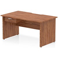 Impulse 1400mm Scalloped Edge Rectangular Desk, Panel End Legs, Walnut With 1 x 1 Drawer Fixed Pedestal