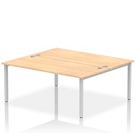 Impulse 2 Person Bench Desk, Back to Back, 2 x 1800mm (800mm Deep), Silver Frame, Maple