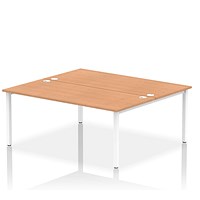 Impulse 2 Person Bench Desk, Back to Back, 2 x 1800mm (800mm Deep), White Frame, Oak