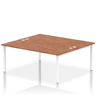 Impulse 2 Person Bench Desk, Back to Back, 2 x 1800mm (800mm Deep), White Frame, Walnut