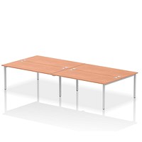 Impulse 4 Person Bench Desk, Back to Back, 4 x 1800mm (800mm Deep), Silver Frame, Beech