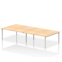 Impulse 4 Person Bench Desk, Back to Back, 4 x 1800mm (800mm Deep), Silver Frame, Maple