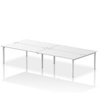 Impulse 4 Person Bench Desk, Back to Back, 4 x 1800mm (800mm Deep), Silver Frame, White