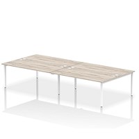 Impulse 4 Person Bench Desk, Back to Back, 4 x 1800mm (800mm Deep), White Frame, Grey Oak
