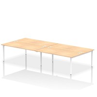 Impulse 4 Person Bench Desk, Back to Back, 4 x 1800mm (800mm Deep), White Frame, Maple