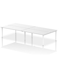 Impulse 4 Person Bench Desk, Back to Back, 4 x 1800mm (800mm Deep), White Frame, White