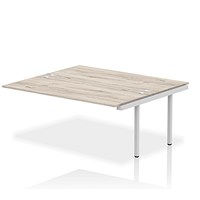 Impulse 2 Person Bench Desk Extension, Back to Back, 2 x 1800mm (800mm Deep), Silver Frame, Grey Oak