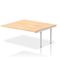 Impulse 2 Person Bench Desk Extension, Back to Back, 2 x 1800mm (800mm Deep), Silver Frame, Maple