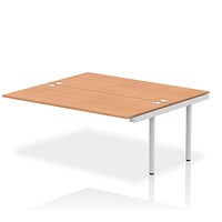 Impulse 2 Person Bench Desk Extension, Back to Back, 2 x 1800mm (800mm Deep), Silver Frame, Oak