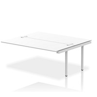 Impulse 2 Person Bench Desk Extension, Back to Back, 2 x 1800mm (800mm Deep), Silver Frame, White