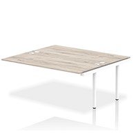 Impulse 2 Person Bench Desk Extension, Back to Back, 2 x 1800mm (800mm Deep), White Frame, Grey Oak