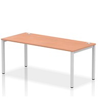 Impulse 1 Person Bench Desk, 1800mm (800mm Deep), Silver Frame, Beech