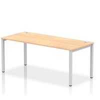 Impulse 1 Person Bench Desk, 1800mm (800mm Deep), Silver Frame, Maple