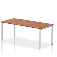 Impulse 1 Person Bench Desk, 1800mm (800mm Deep), Silver Frame, Walnut