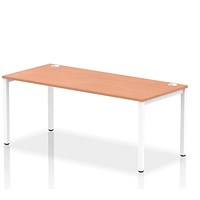 Impulse 1 Person Bench Desk, 1800mm (800mm Deep), White Frame, Beech