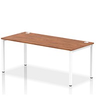 Impulse 1 Person Bench Desk, 1800mm (800mm Deep), White Frame, Walnut