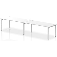 Impulse 2 Person Bench Desk, Side by Side, 2 x 1800mm (800mm Deep), Silver Frame, White