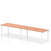 Impulse 2 Person Bench Desk, Side by Side, 2 x 1800mm (800mm Deep), White Frame, Beech