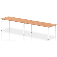 Impulse 2 Person Bench Desk, Side by Side, 2 x 1800mm (800mm Deep), White Frame, Oak