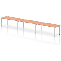 Impulse 3 Person Bench Desk, Side by Side, 3 x 1800mm (800mm Deep), Silver Frame, Beech