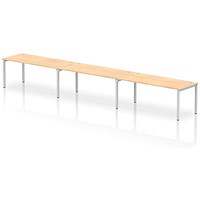 Impulse 3 Person Bench Desk, Side by Side, 3 x 1800mm (800mm Deep), Silver Frame, Maple