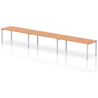 Impulse 3 Person Bench Desk, Side by Side, 3 x 1800mm (800mm Deep), Silver Frame, Oak