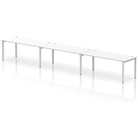 Impulse 3 Person Bench Desk, Side by Side, 3 x 1800mm (800mm Deep), Silver Frame, White