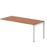 Impulse 1 Person Bench Desk Extension, 1800mm (800mm Deep), Silver Frame, Walnut