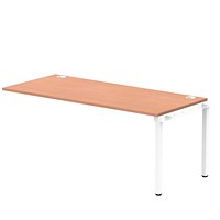 Impulse 1 Person Bench Desk Extension, 1800mm (800mm Deep), White Frame, Beech