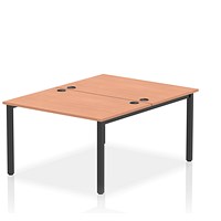 Impulse 2 Person Bench Desk, Back to Back, 2 x 1200mm (800mm Deep), Black Frame, Beech