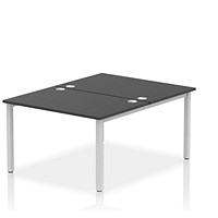 Impulse 2 Person Bench Desk, Back to Back, 2 x 1200mm (800mm Deep), Silver Frame, Black