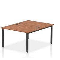 Impulse 2 Person Bench Desk, Back to Back, 2 x 1200mm (800mm Deep), Black Frame, Walnut