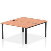 Impulse 2 Person Bench Desk, Back to Back, 2 x 1400mm (800mm Deep), Black Frame, Beech