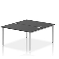 Impulse 2 Person Bench Desk, Back to Back, 2 x 1400mm (800mm Deep), Silver Frame, Black