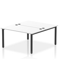 Impulse 2 Person Bench Desk, Back to Back, 2 x 1400mm (800mm Deep), Black Frame, White