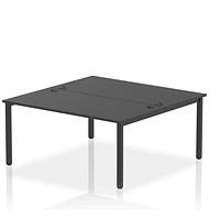 Impulse 2 Person Bench Desk, Back to Back, 2 x 1600mm (800mm Deep), Black Frame, Black