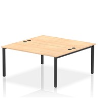 Impulse 2 Person Bench Desk, Back to Back, 2 x 1600mm (800mm Deep), Black Frame, Maple