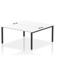 Impulse 2 Person Bench Desk, Back to Back, 2 x 1600mm (800mm Deep), Black Frame, White