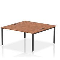 Impulse 2 Person Bench Desk, Back to Back, 2 x 1600mm (800mm Deep), Black Frame, Walnut