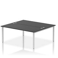 Impulse 2 Person Bench Desk, Back to Back, 2 x 1800mm (800mm Deep), Silver Frame, Black