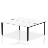 Impulse 2 Person Bench Desk, Back to Back, 2 x 1800mm (800mm Deep), Black Frame, White