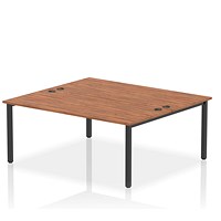 Impulse 2 Person Bench Desk, Back to Back, 2 x 1800mm (800mm Deep), Black Frame, Walnut