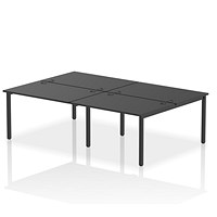 Impulse 4 Person Bench Desk, Back to Back, 4 x 1200mm (800mm Deep), Black Frame, Black